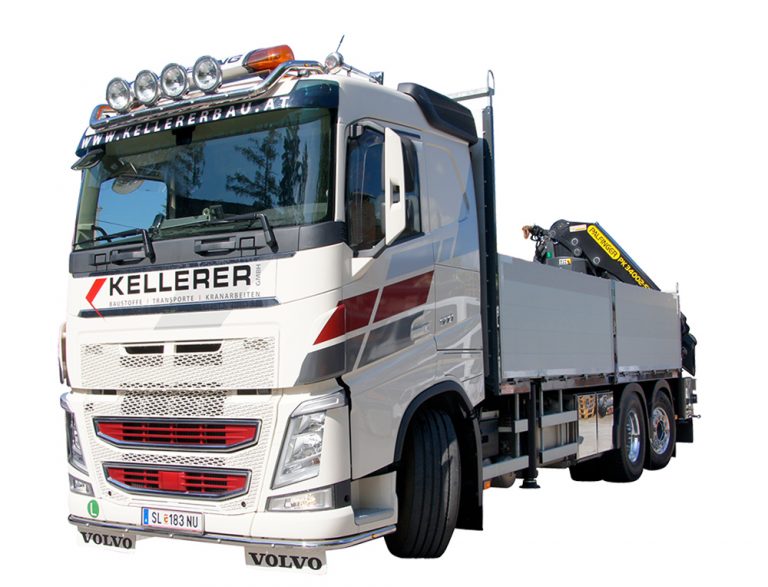 Kellerer LKW mit Heckkran Transporte Baustoffe Containertransporte