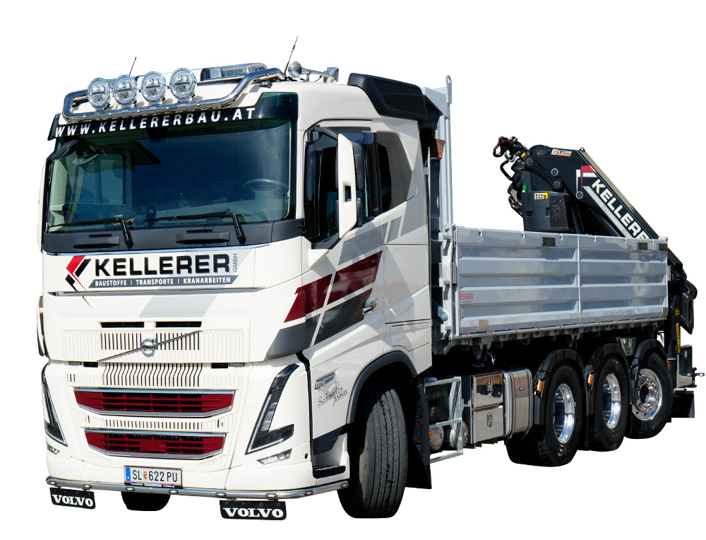 LKW 4-Achs Fahrgestell mit 4-seiten Kipper und abnehmbaren Kran - Kellererbau